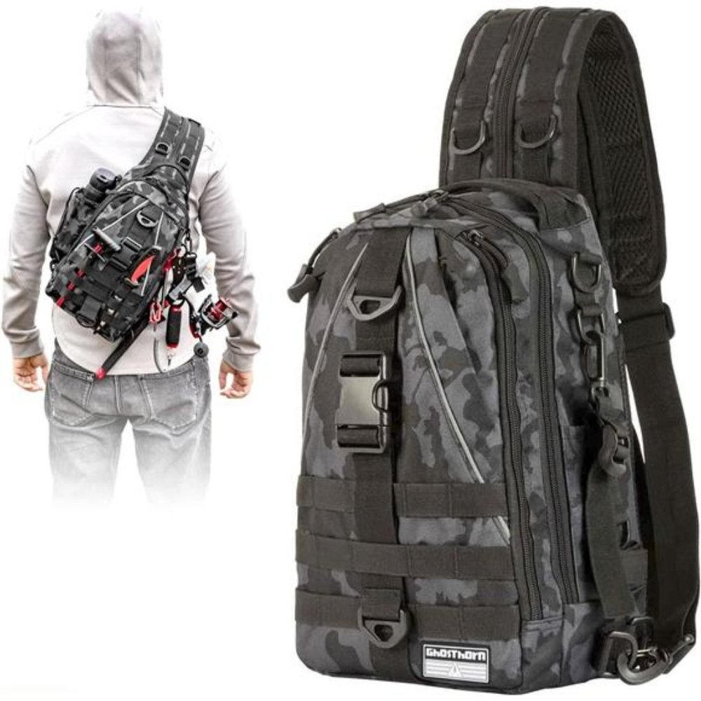 Fishing Backpack Tackle Sling Bag - Fishing Backpack with Rod Holder Tackle Box